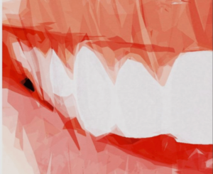 Nauwkeurige weergave van een tand in wit en rood